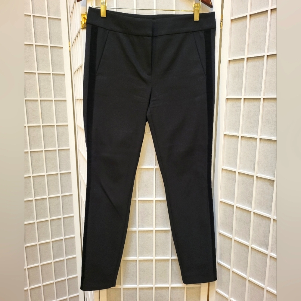 Loft Marisa Skinny Ankle Tuxedo Pants w/Velvet detail, sz 6